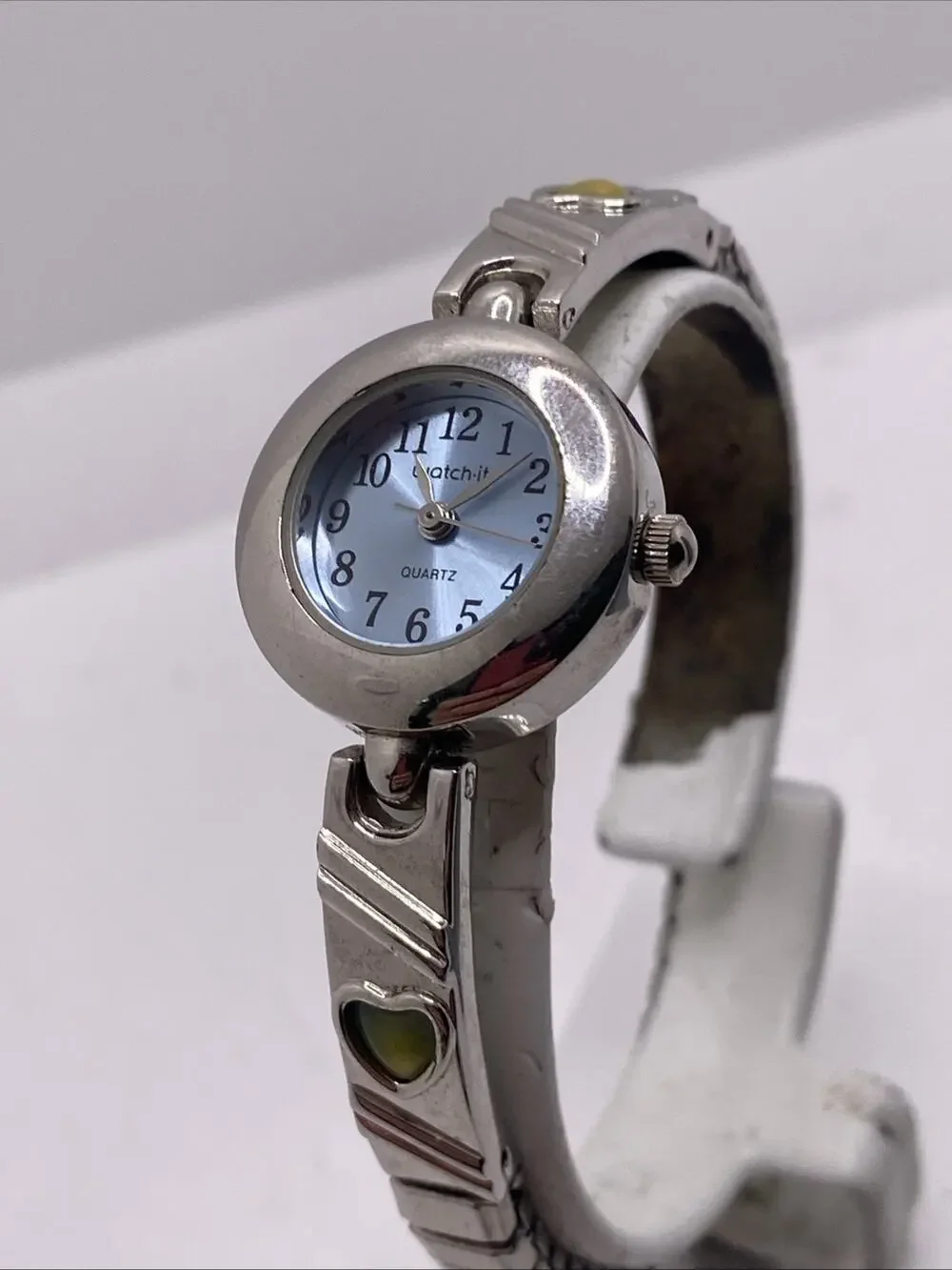 Vintage Watch It Green Hearts Watch New Battery